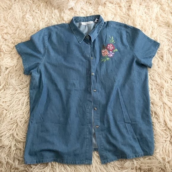 Victoria Jones | Denim Chambray Button Down Shirt - Picture 8 of 11